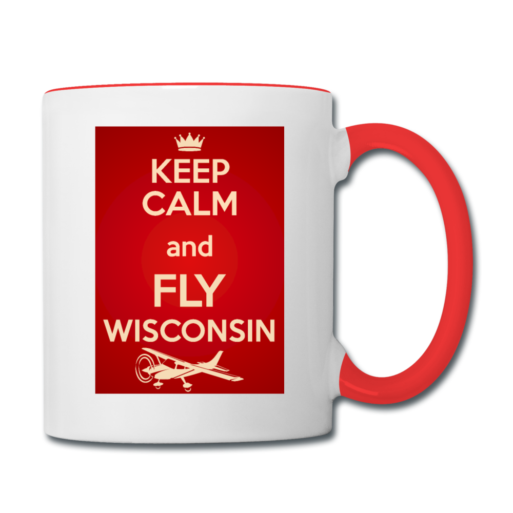 Keep Calm - Fly Wisconsin - Red - Contrast Coffee Mug - white/red