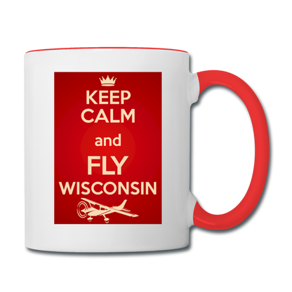 Keep Calm - Fly Wisconsin - Red - Contrast Coffee Mug - white/red