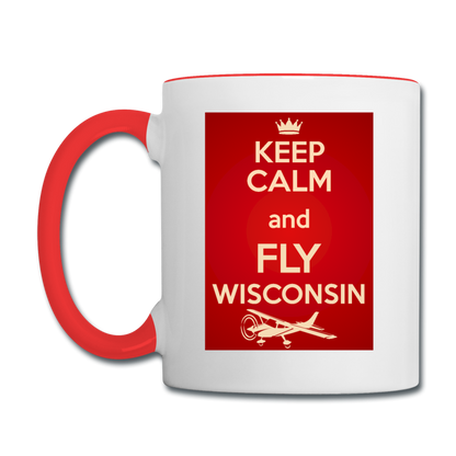 Keep Calm - Fly Wisconsin - Red - Contrast Coffee Mug - white/red