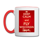 Keep Calm - Fly Wisconsin - Red - Contrast Coffee Mug - white/red