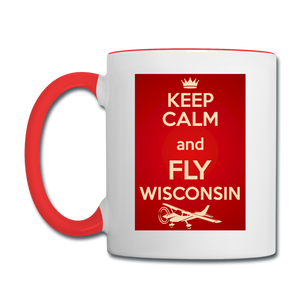 Keep Calm - Fly Wisconsin - Red - Contrast Coffee Mug - white/red