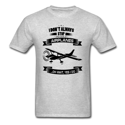 Stop And Look At Airplanes - Black - Unisex Classic T-Shirt - heather gray