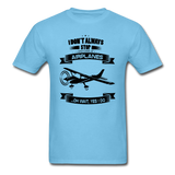 Stop And Look At Airplanes - Black - Unisex Classic T-Shirt - aquatic blue