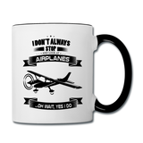 Stop And Look At Airplanes - Black - Contrast Coffee Mug - white/black