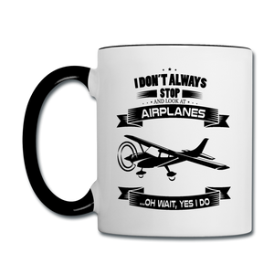 Stop And Look At Airplanes - Black - Contrast Coffee Mug - white/black