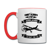 Stop And Look At Airplanes - Black - Contrast Coffee Mug - white/red