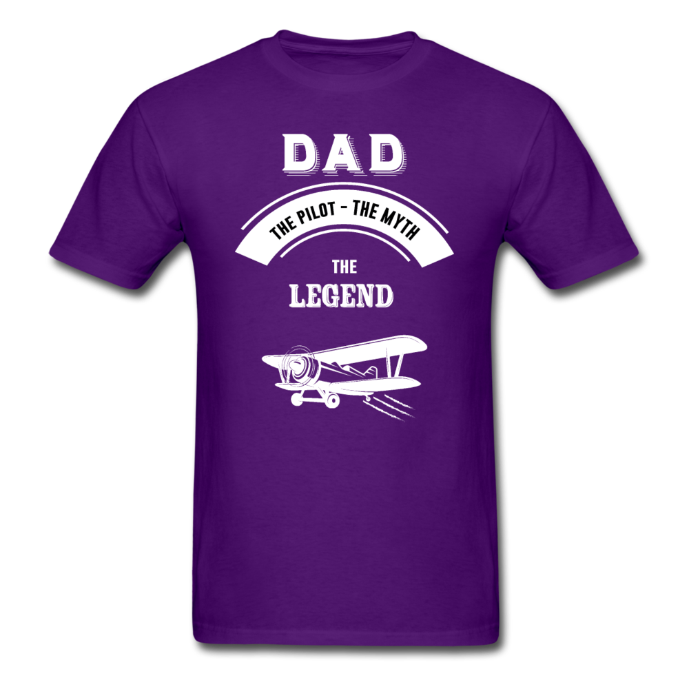 Dad Pilot Myth Legend - Biplane - White - Unisex Classic T-Shirt - purple