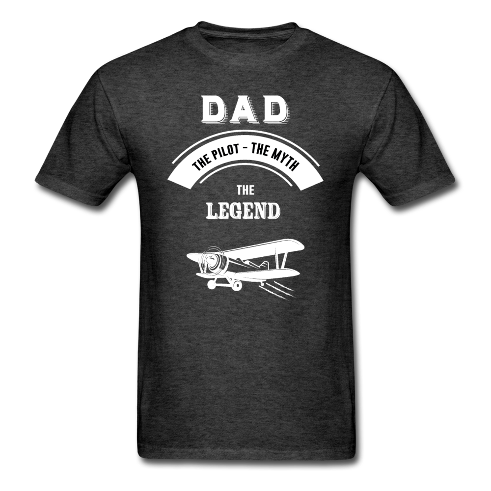 Dad Pilot Myth Legend - Biplane - White - Unisex Classic T-Shirt - heather black