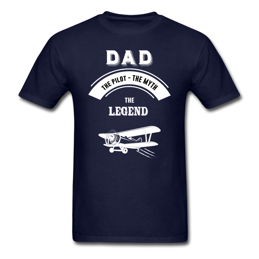 Dad Pilot Myth Legend - Biplane - White - Unisex Classic T-Shirt - navy