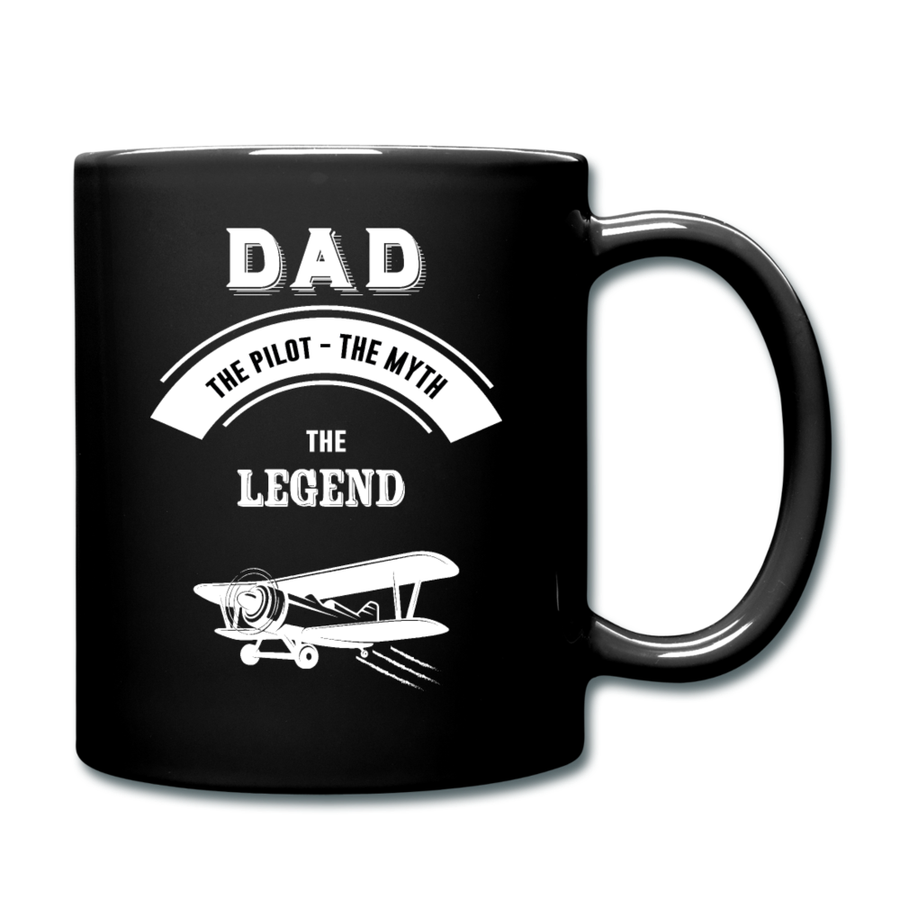 Dad Pilot Myth Legend - Biplane - White - Full Color Mug - black