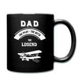 Dad Pilot Myth Legend - Biplane - White - Full Color Mug - black