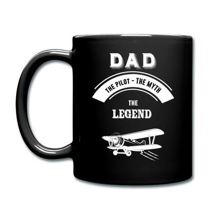 Dad Pilot Myth Legend - Biplane - White - Full Color Mug - black