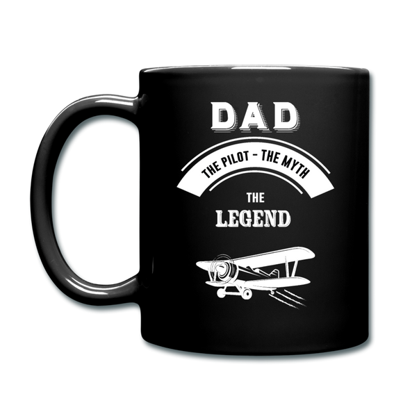 Dad Pilot Myth Legend - Biplane - White - Full Color Mug - black