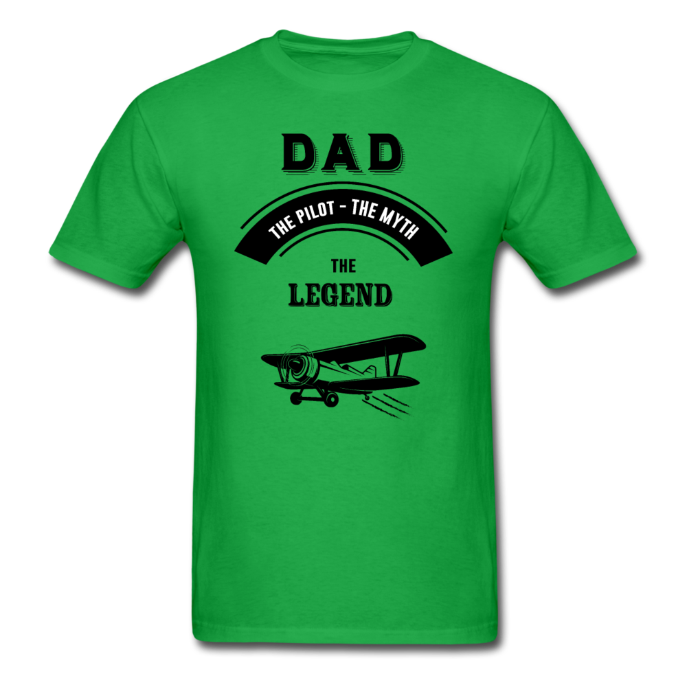 Dad Pilot Myth Legend - Biplane - Black - Unisex Classic T-Shirt - bright green