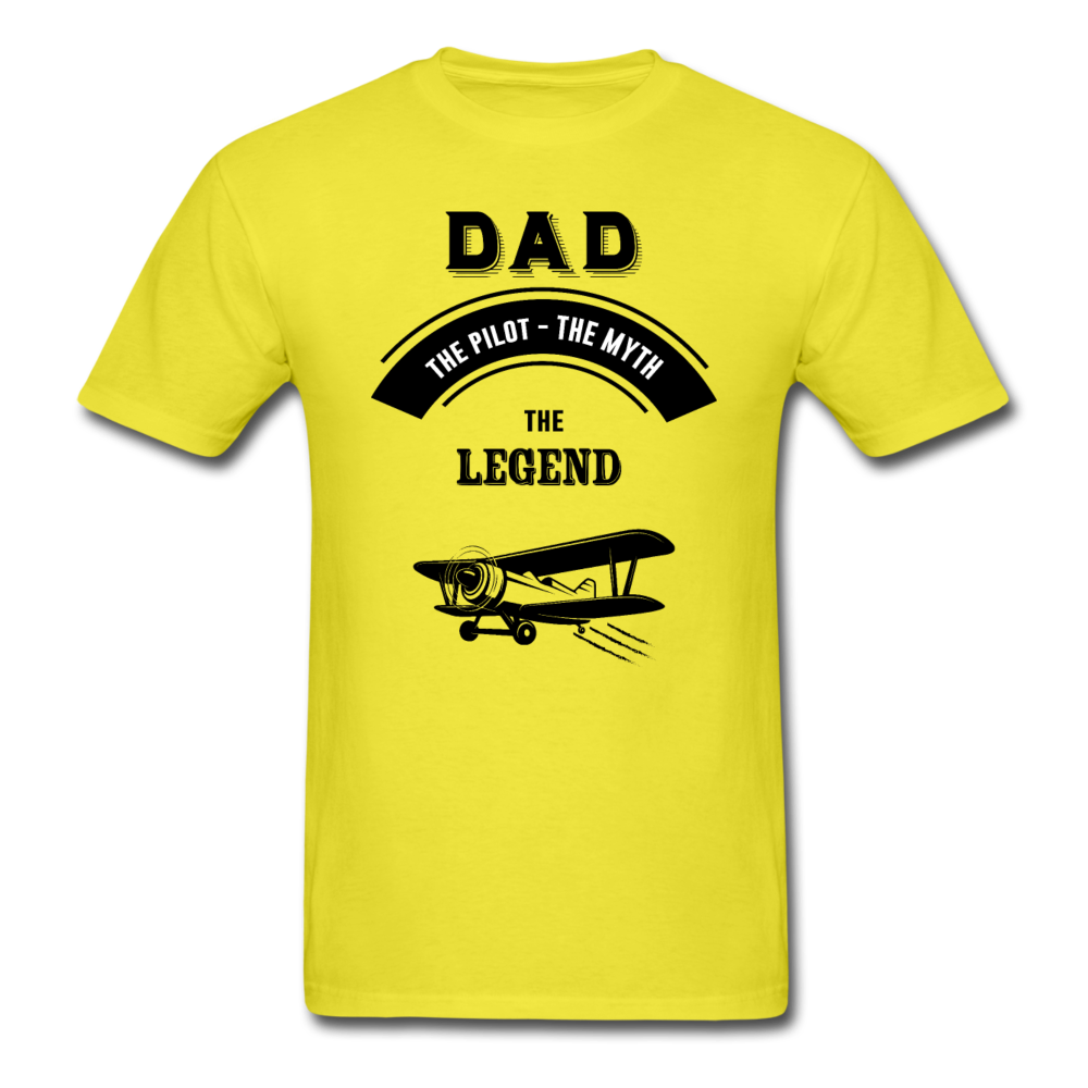 Dad Pilot Myth Legend - Biplane - Black - Unisex Classic T-Shirt - yellow