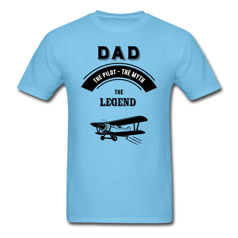 Dad Pilot Myth Legend - Biplane - Black - Unisex Classic T-Shirt - aquatic blue