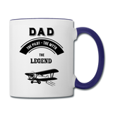 Dad Pilot Myth Legend - Biplane - Black - Contrast Coffee Mug - white/cobalt blue