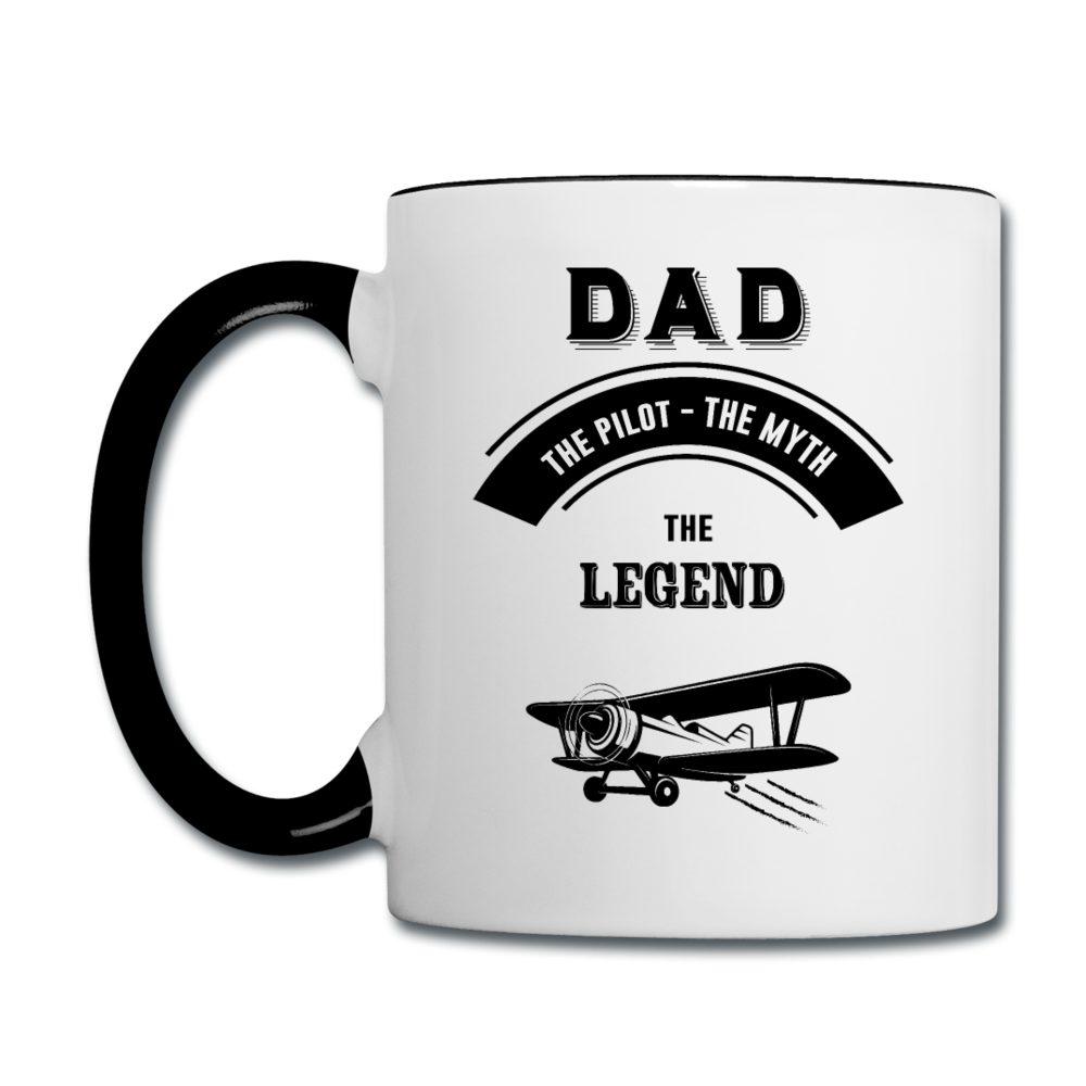 Dad Pilot Myth Legend - Biplane - Black - Contrast Coffee Mug - white/black