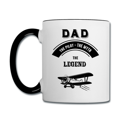 Dad Pilot Myth Legend - Biplane - Black - Contrast Coffee Mug - white/black