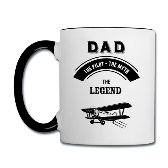 Dad Pilot Myth Legend - Biplane - Black - Contrast Coffee Mug - white/black