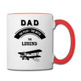 Dad Pilot Myth Legend - Biplane - Black - Contrast Coffee Mug - white/red