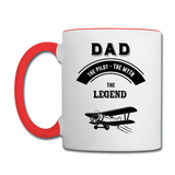 Dad Pilot Myth Legend - Biplane - Black - Contrast Coffee Mug - white/red