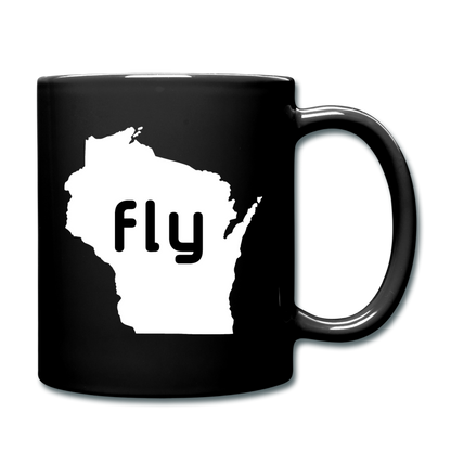 Fly Wisconsin - Word - White - Full Color Mug - black