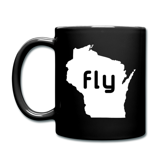 Fly Wisconsin - Word - White - Full Color Mug - black