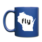 Fly Wisconsin - Word - White - Full Color Mug - royal blue