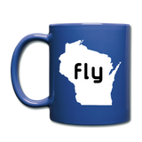 Fly Wisconsin - Word - White - Full Color Mug - royal blue