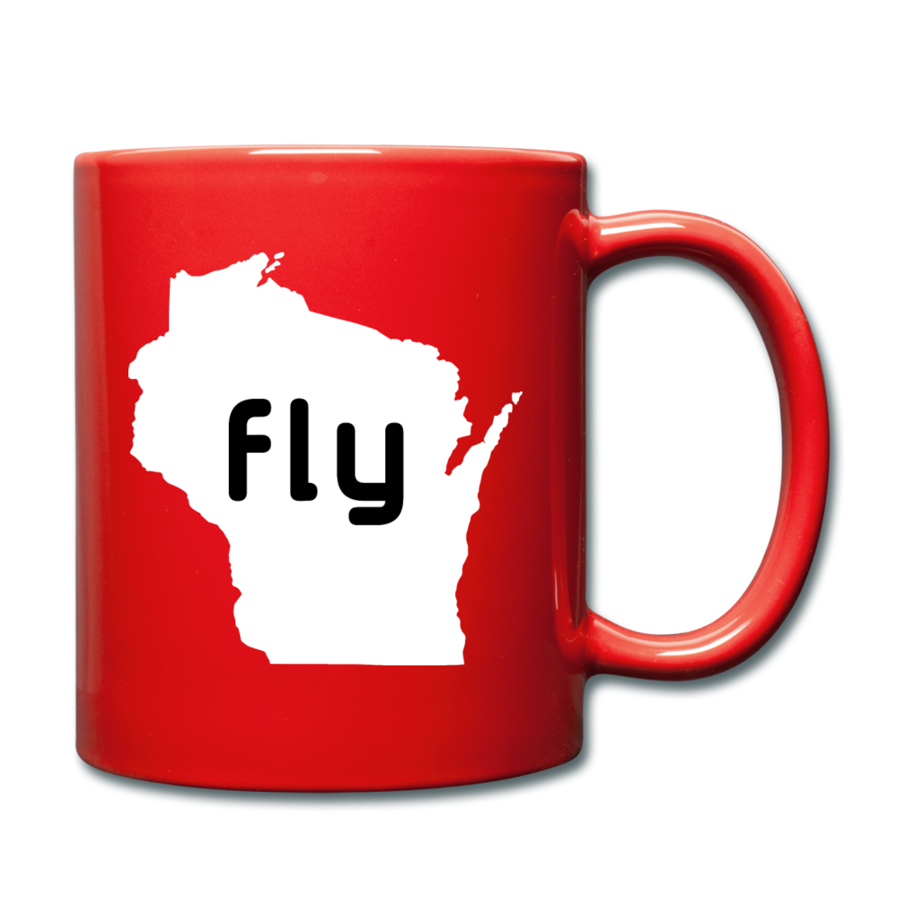 Fly Wisconsin - Word - White - Full Color Mug - red