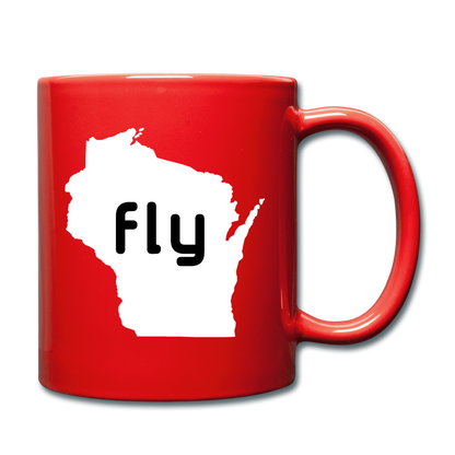 Fly Wisconsin - Word - White - Full Color Mug - red