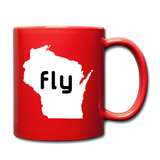 Fly Wisconsin - Word - White - Full Color Mug - red
