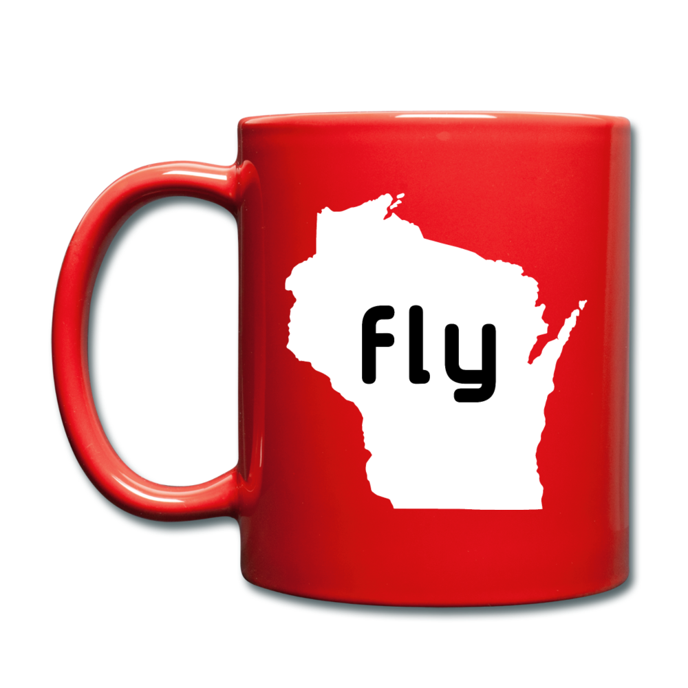 Fly Wisconsin - Word - White - Full Color Mug - red