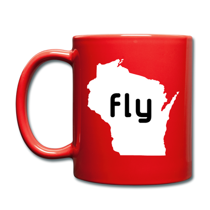 Fly Wisconsin - Word - White - Full Color Mug - red