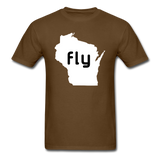 Fly Wisconsin - Word - White - Unisex Classic T-Shirt - brown
