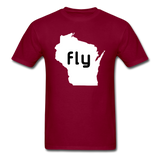 Fly Wisconsin - Word - White - Unisex Classic T-Shirt - burgundy