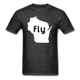 Fly Wisconsin - Word - White - Unisex Classic T-Shirt - heather black