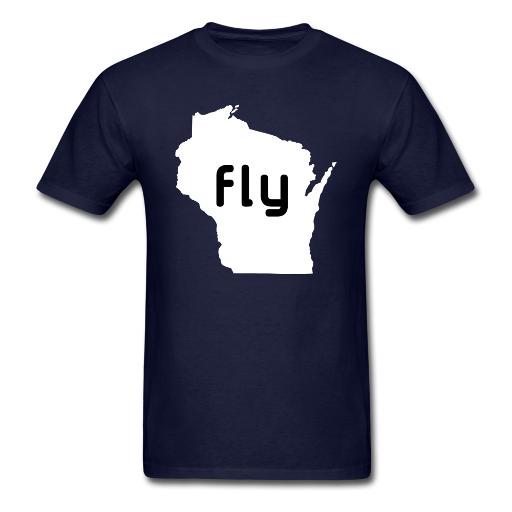 Fly Wisconsin - Word - White - Unisex Classic T-Shirt - navy