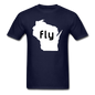 Fly Wisconsin - Word - White - Unisex Classic T-Shirt - navy