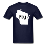 Fly Wisconsin - Word - White - Unisex Classic T-Shirt - navy