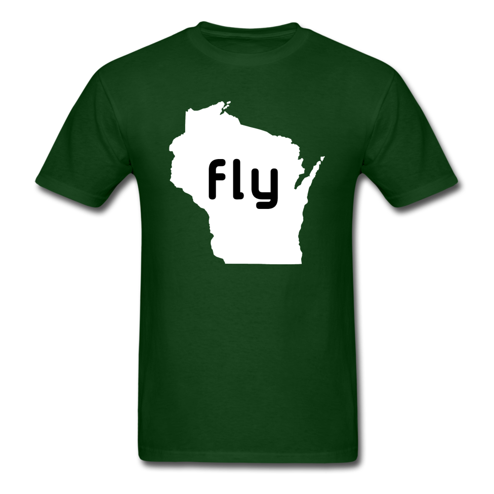 Fly Wisconsin - Word - White - Unisex Classic T-Shirt - forest green