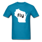 Fly Wisconsin - Word - White - Unisex Classic T-Shirt - turquoise