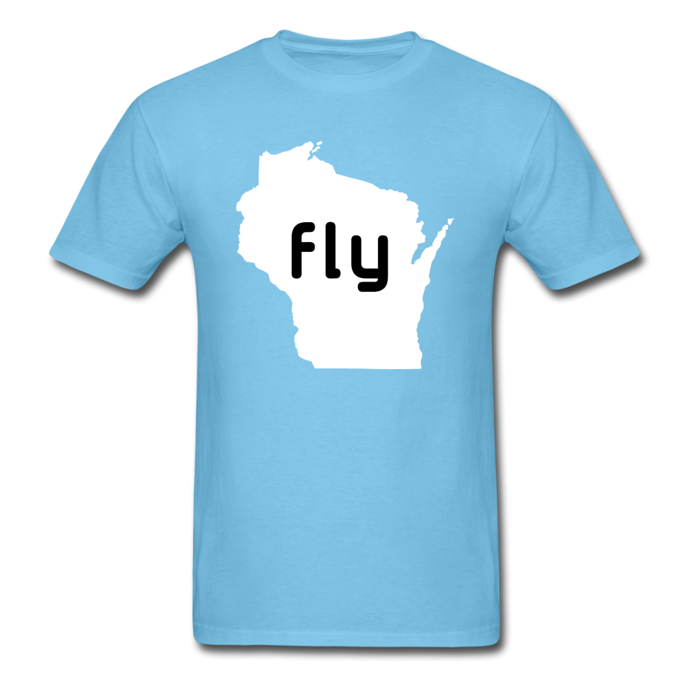 Fly Wisconsin - Word - White - Unisex Classic T-Shirt - aquatic blue