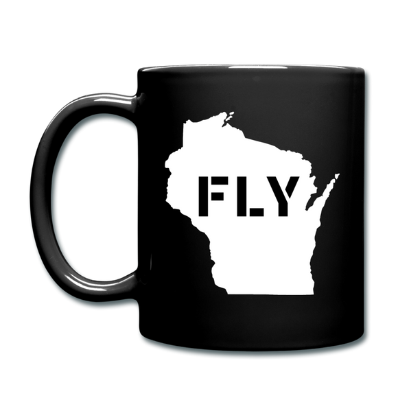 Fly Wisconsin - Word v2 - White - Full Color Mug - black
