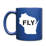Fly Wisconsin - Word v2 - White - Full Color Mug - royal blue