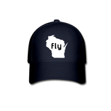 Fly Wisconsin - Word - White - Baseball Cap - navy