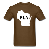 Fly Wisconsin - Word v2 - White - Unisex Classic T-Shirt - brown