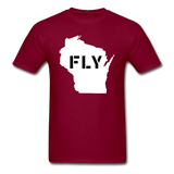 Fly Wisconsin - Word v2 - White - Unisex Classic T-Shirt - burgundy