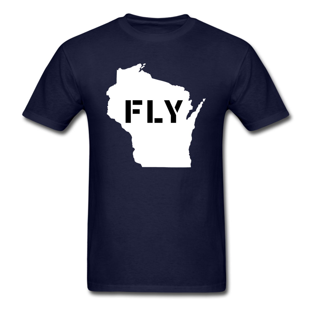 Fly Wisconsin - Word v2 - White - Unisex Classic T-Shirt - navy